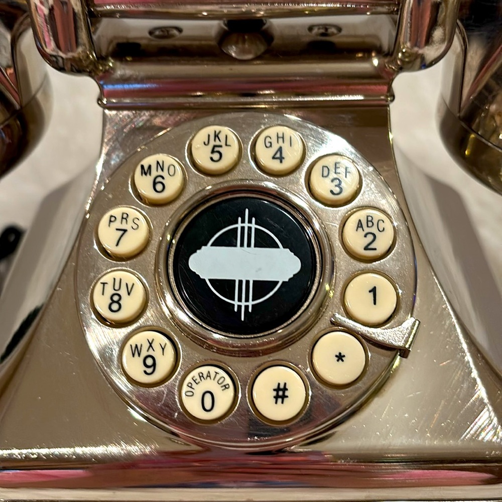 Vintage Style Brushed Silver Push Button Rotary Style Phone - Picture 2 of 5